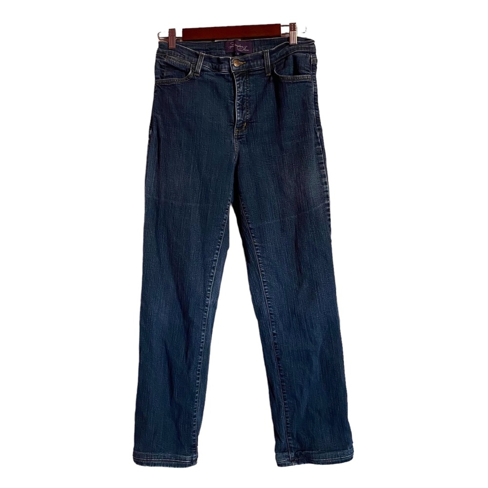 NYDJ Womens Jeans 10 Straight Leg Mid Rise Blue Denim Made in USA HEMMED